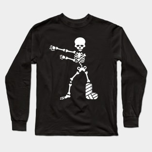 Broken leg plaster floss dance flossing skeleton Long Sleeve T-Shirt